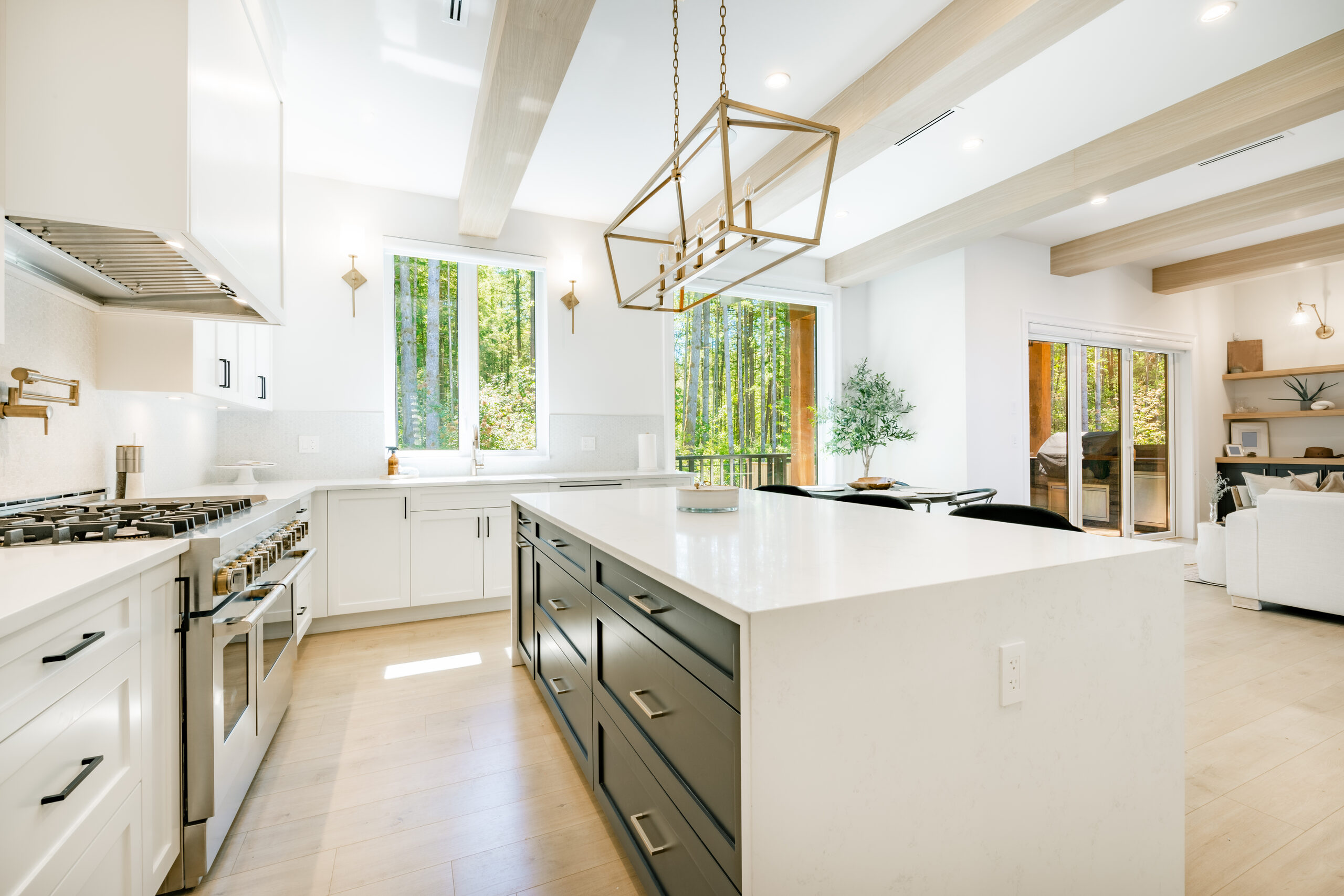 Kitchen with forest views