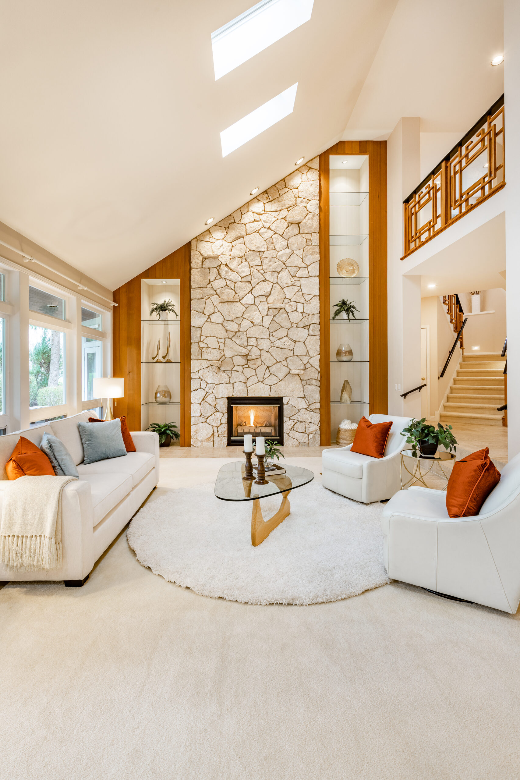 Living room and fireplace