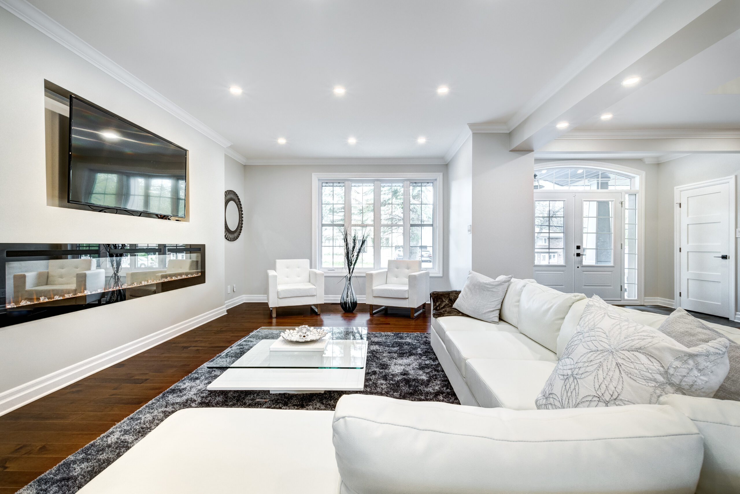 Living room and fireplace